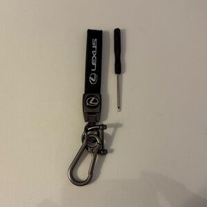 Lexus Key Fob Keychain in Black Leather with Logo NWT